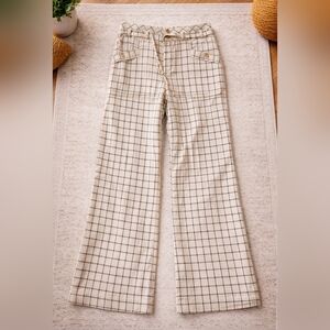 Anthropologie Plaid Linen Blend Cropped Pants Size US 4